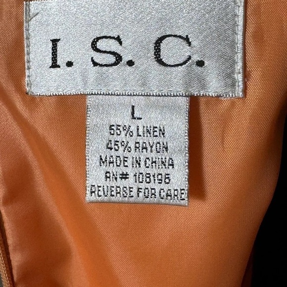 Vintage ISC Dress And Jacket Set Linen Blend L Orange Maxi Sleeveless Lagenlook - Picture 12 of 13